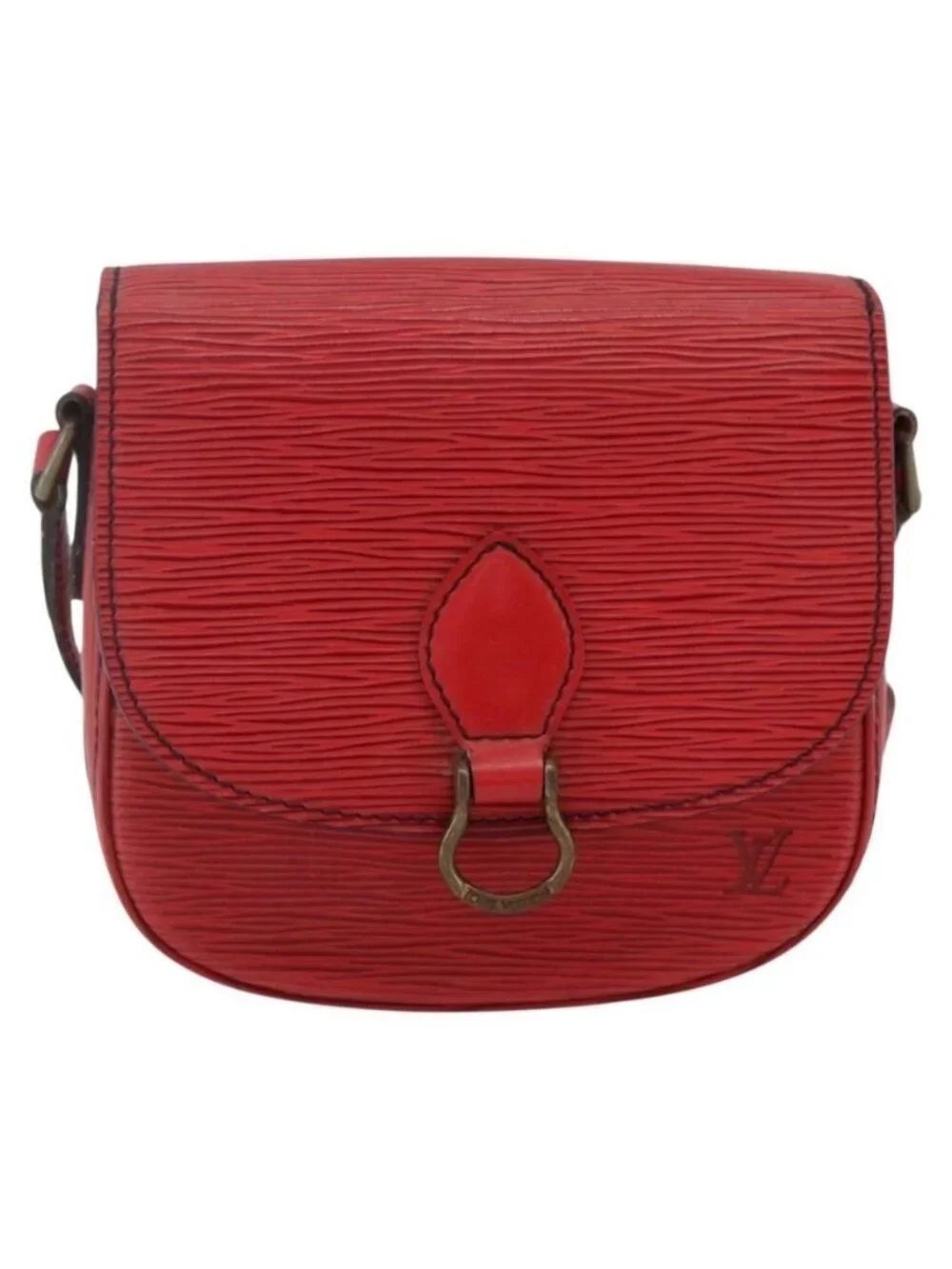 Authentic LOUIS VUITTON Epi Saint Cloud PM Shoulder Bag Red M52217 LV